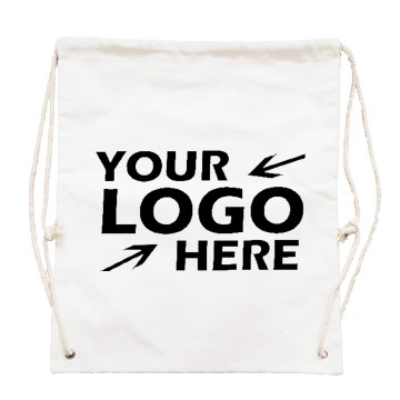 H 15.75" x W 13.7" White Canvas Drawstring Backpack